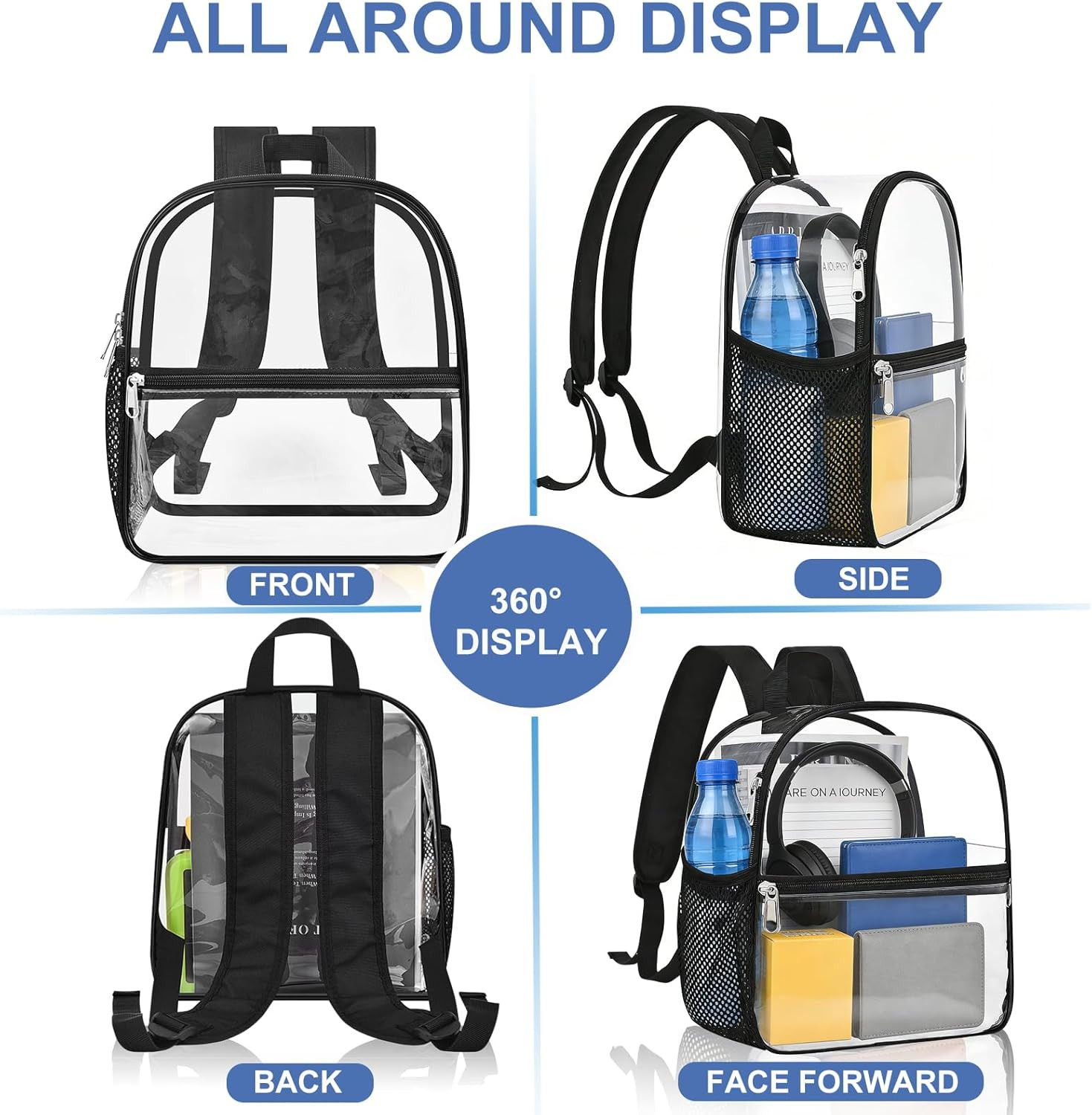 Clear Backpack for Stadium Events 12X12X6, Clear Bag Stadium Approved Mini Small