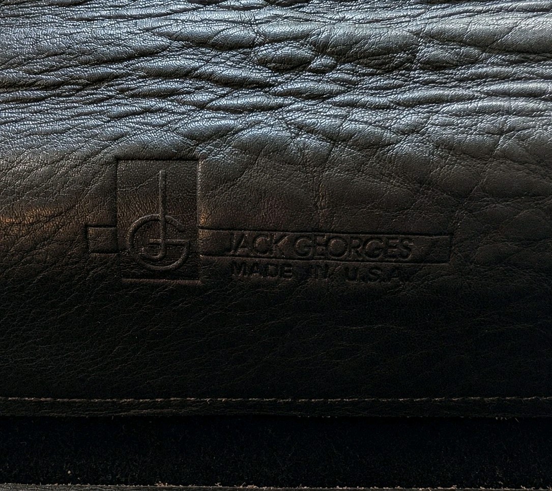 Vintage 90s Jack Georges USA Black Leather Briefcase Messenger Laptop Bag