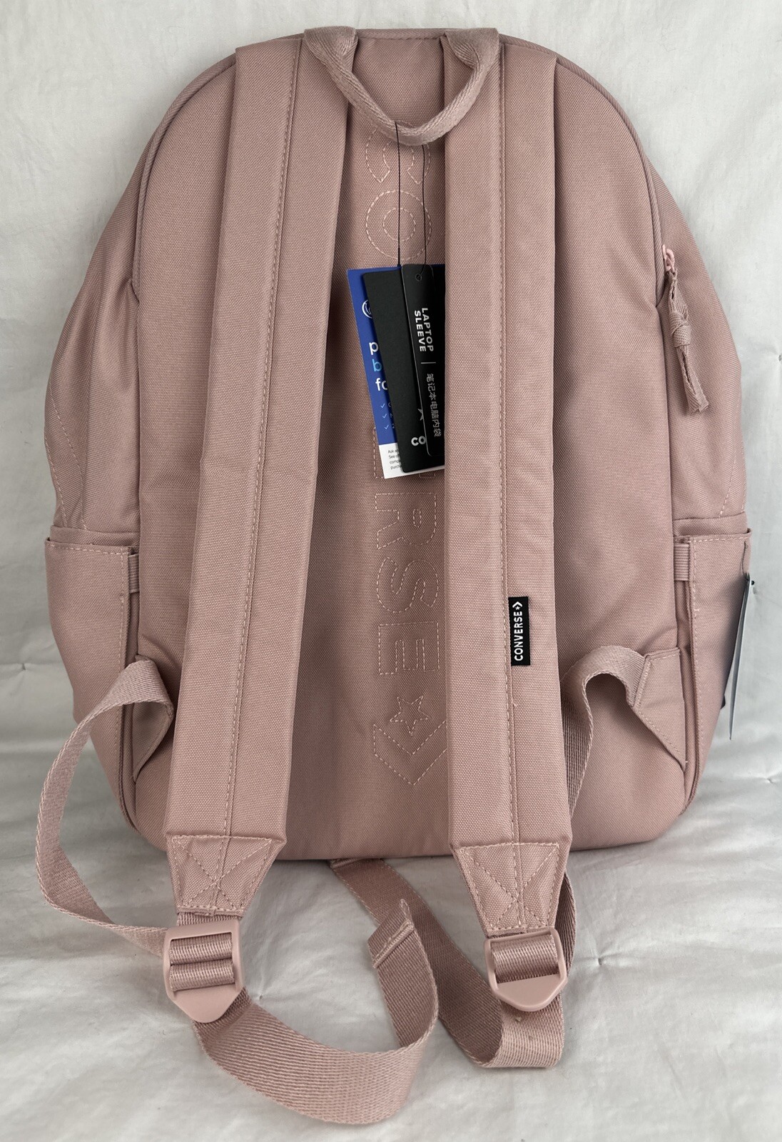 New NWT Converse Pink & White Varsity Backpack w/Padded Laptop Pocket School 17”