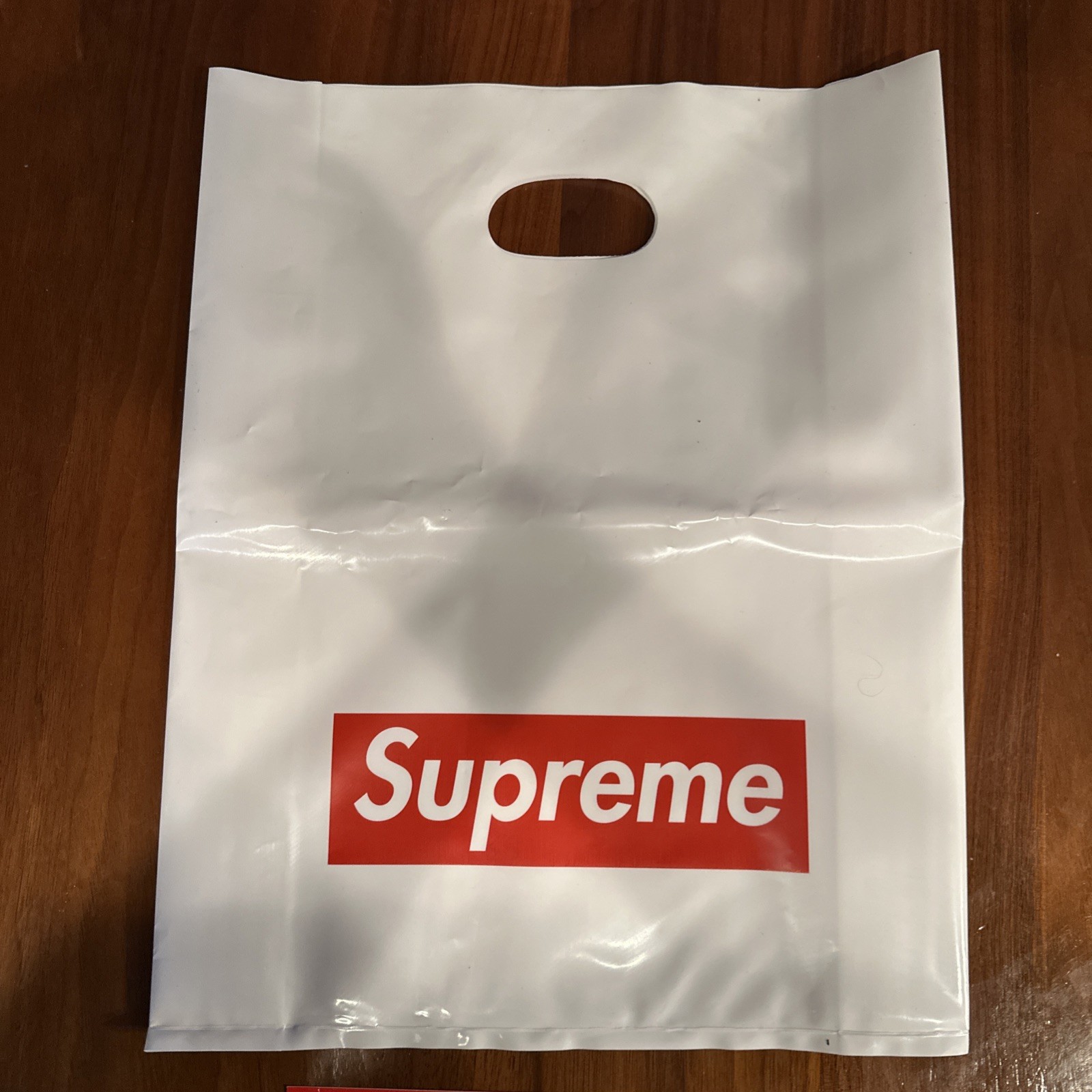Supreme NY Plastic Tote Bag Red Box Logo Shopping Bag and 2 Supreme Stickers