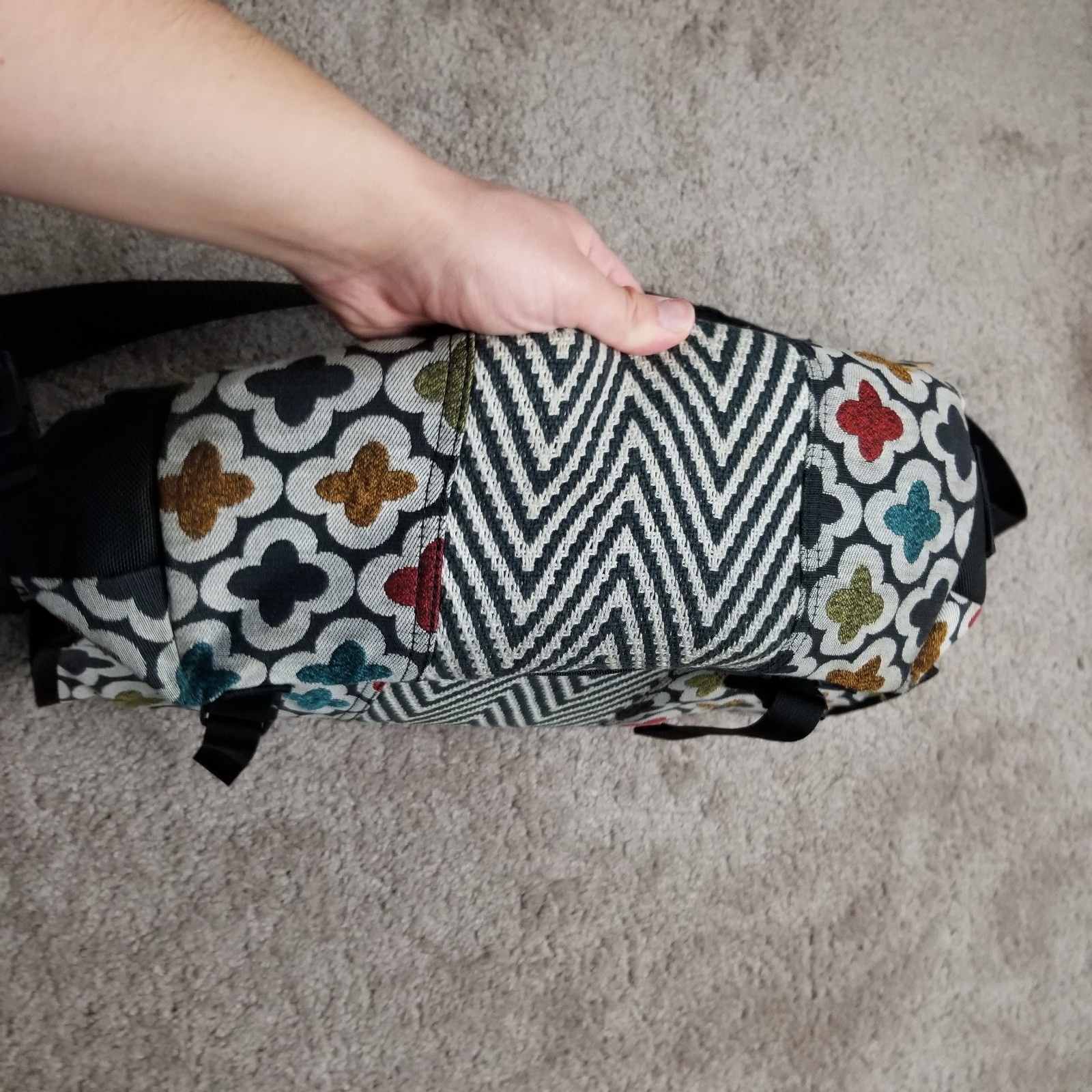 Timbuk2 Messenger Bag Black Multicolor Floral Flowers Shoulder Crossbody VTG Y2K